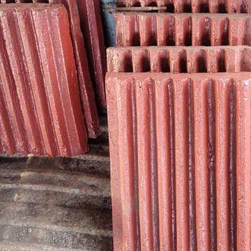 Liner segments, cast and primed, in the SKS Steel Zambia yard