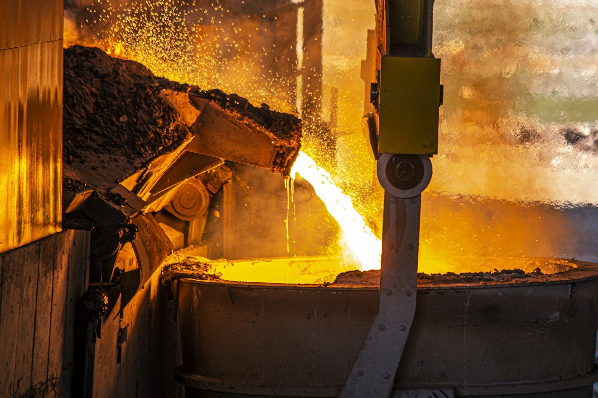 Molten steel tapped and poured at SKS Steel Zambia's foundry in Kalulushi