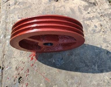 Cast pulley/sheave, primed and ready for dispatch